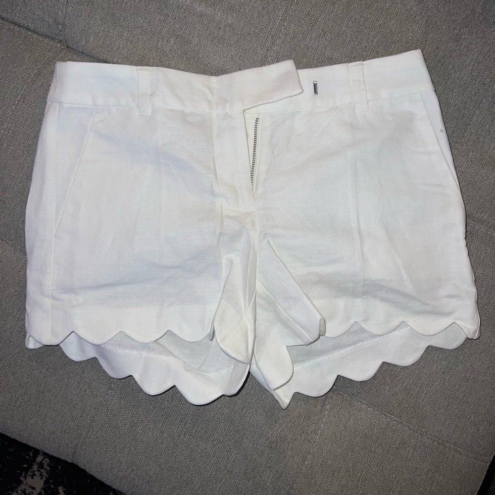 J. Crew white scalloped shorts